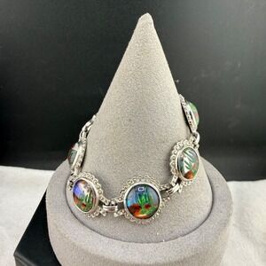 Vintage Hoffman‎ Butterfly Wing Bracelet Morpho Western Cactus Desert 7"